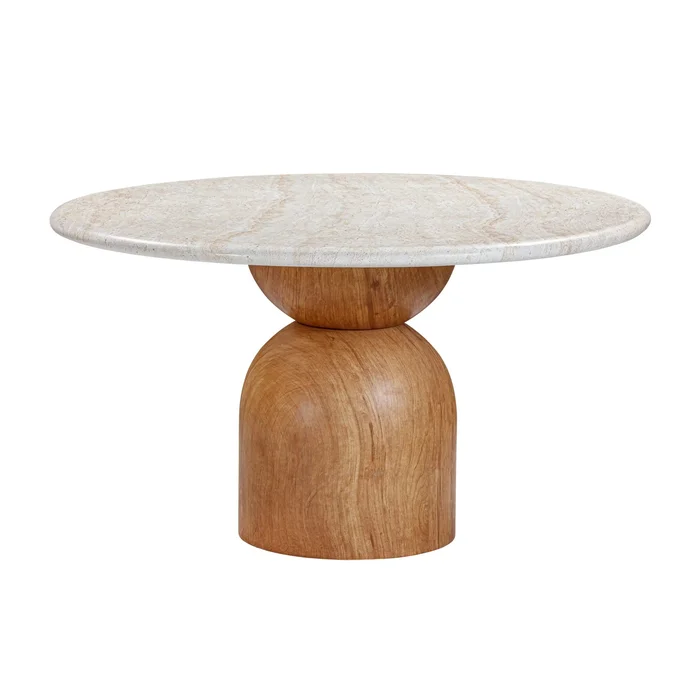 Cynthia – Concrete Indoor / Outdoor Round Dining Table – Travertine