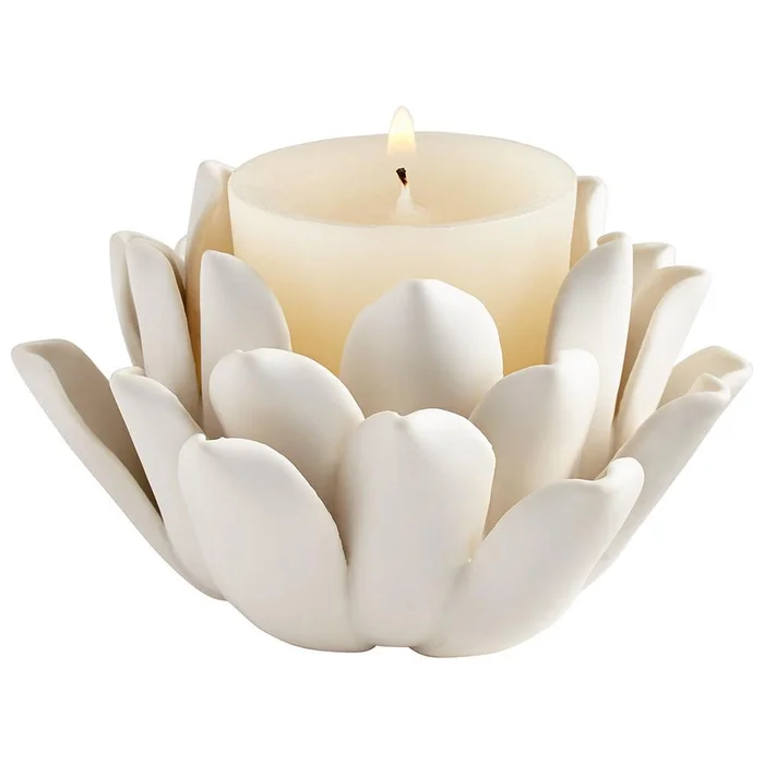 Dahlia Candle Holder – White-Cream