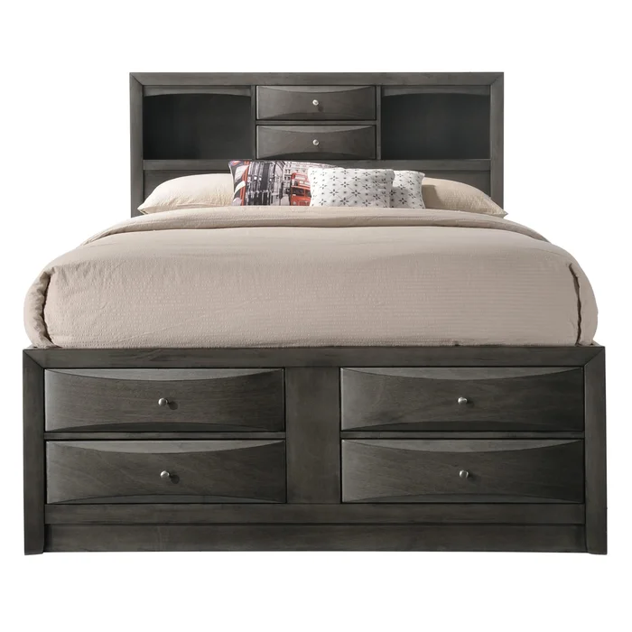 Diamond Modern Furniture CM Emily King Bookcase Bed with Storage B4275-K-HBFB/B4275-K-RAIL/B4275-K-DRW-L/B4275-K-DRW-R