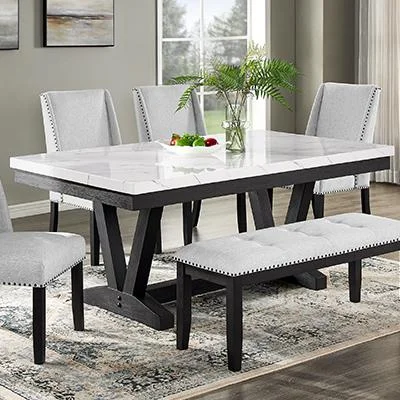 Diamond Modern Furniture CM Vance Dining Table with Faux Marble Top and Trestle Base 1319T-4272