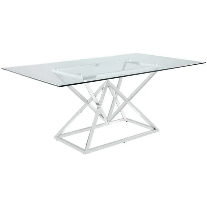 Diamond Modern Furniture COA Beaufort Dining Table with Glass Top and Pedestal Base 109451