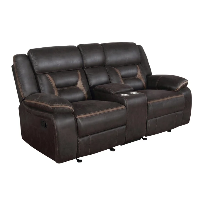 Diamond Modern Furniture COA Greer Reclining Leatherette Loveseat with Console 651355