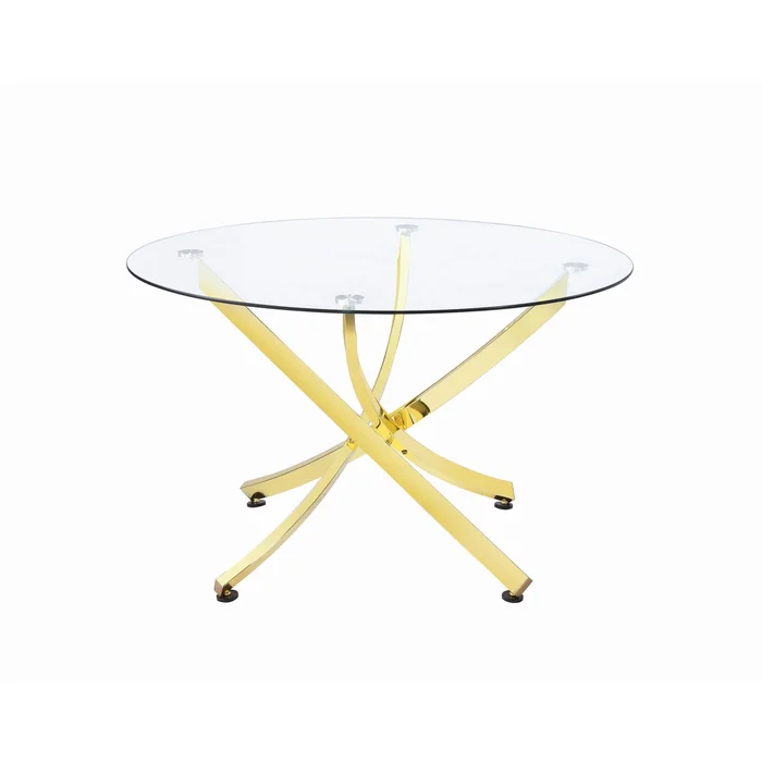 Diamond Modern Furniture COA Round Beckham Dining Table with Glass Top and Pedestal Base 108441
