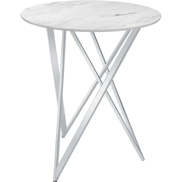 Diamond Modern Furniture COA Round Bexter Pub Height Dining Table with Faux Marble Top and Pedestal Base 183526