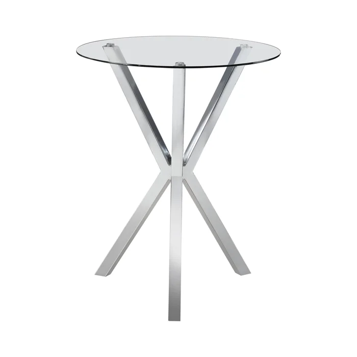 Diamond Modern Furniture COA Round Denali Pub Height Dining Table with Glass Top and Pedestal Base 100186