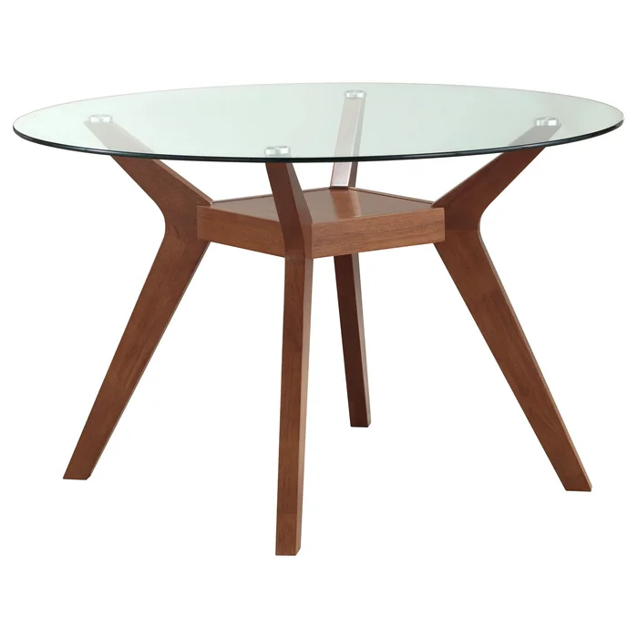Diamond Modern Furniture COA Round Paxton Dining Table with Glass Top 122180BG