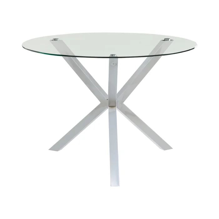 Diamond Modern Furniture COA Round Vance Dining Table with Glass Top and Trestle Base 120760