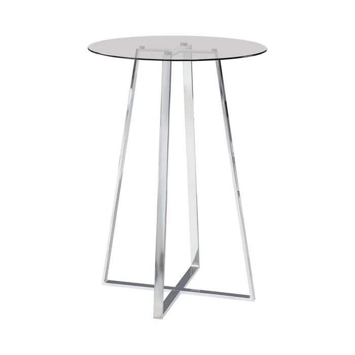 Diamond Modern Furniture COA Round Zanella Pub Height Dining Table with Glass Top and Pedestal Base 100026