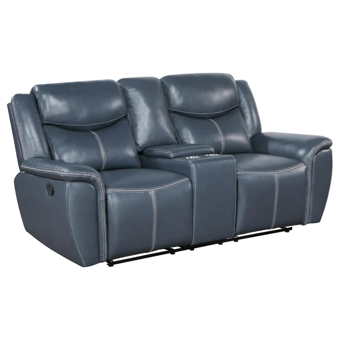 Diamond Modern Furniture COA Sloane Reclining Leather Look Loveseat with Console 610272