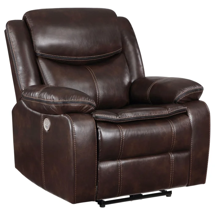 Diamond Modern Furniture COA Sycamore Power Leather Look Recliner 610193P