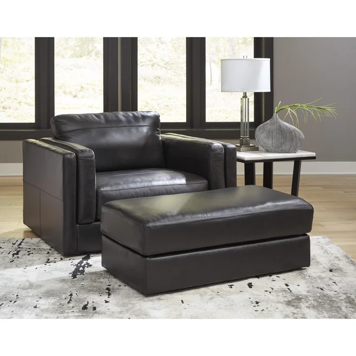 Diamond Modern Furniture Exclusive Design Amiata Stationary Leather Match Chair with Ottoman 5740514/5740523