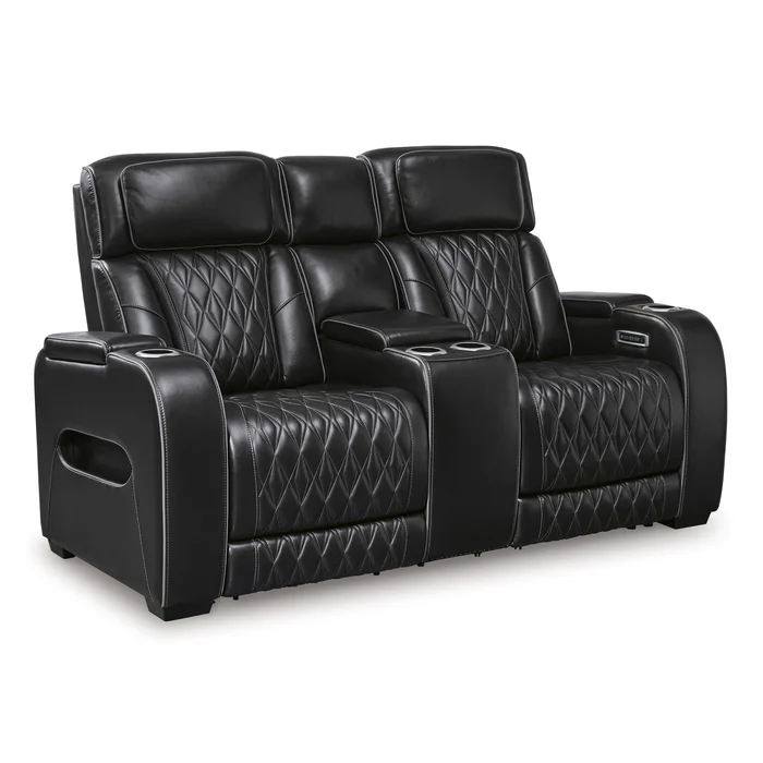 Diamond Modern Furniture Exclusive Design Boyington Power Reclining Leather Match Loveseat with Console U2710618