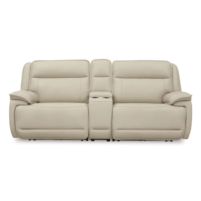 Diamond Modern Furniture Exclusive Design Double Deal Power Reclining Leather Match Loveseat with Console U1300158/U1300157/U1300162