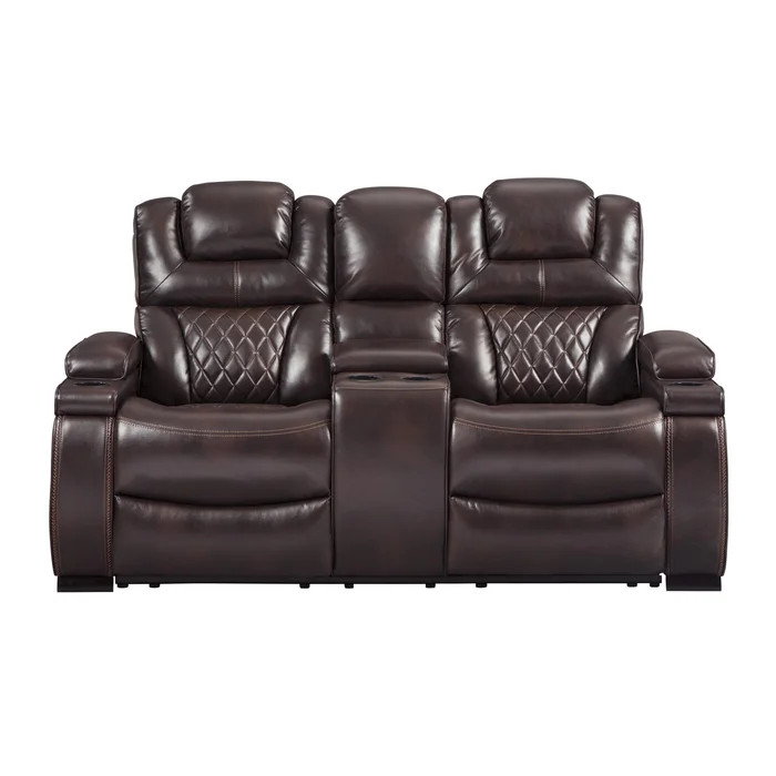 Diamond Modern Furniture Exclusive Design Warnerton Power Reclining Leather Look Loveseat with Console 7540718