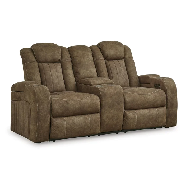 Diamond Modern Furniture Exclusive Design Wolfridge Power Reclining Leather Look Loveseat with Console 6070318
