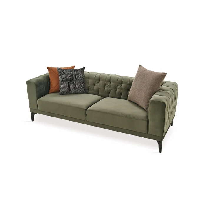 Diamond Modern Furniture Exclusive Dorian Stationary Fabric Sofa Dorian 3-Seater Sofa – Green
