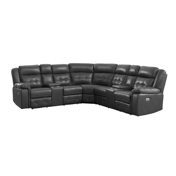 Diamond Modern Furniture HH Amazon2022 Power Reclining Leather Look 3 pc Sectional Amazon2022 Grey