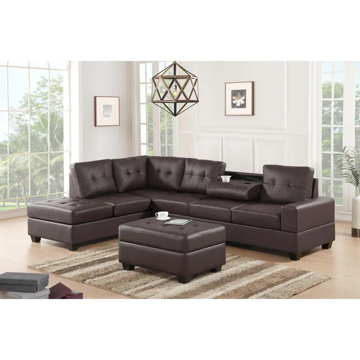 Diamond Modern Furniture HH Heights Polyurethane 2 pc Sectional Heights – Espresso