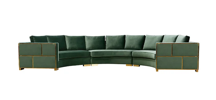 Divani Casa – Ritner Modern Green Velvet Curved Sectional Sofa