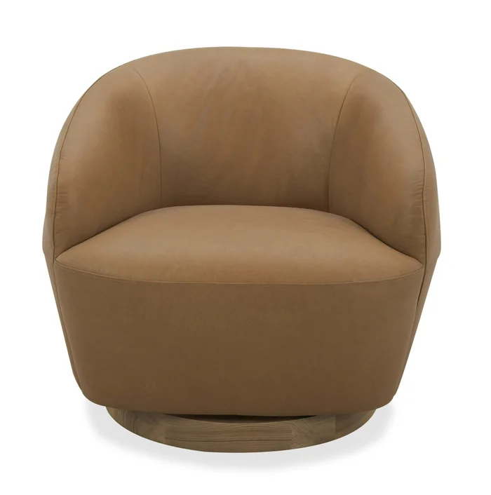 Divani Casa Agatha – Modern Tan Leather Swivel Accent Chair