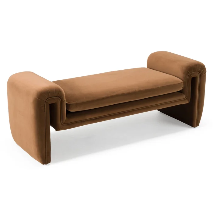 Divani Casa Bentley – Modern Brown Velvet Bench