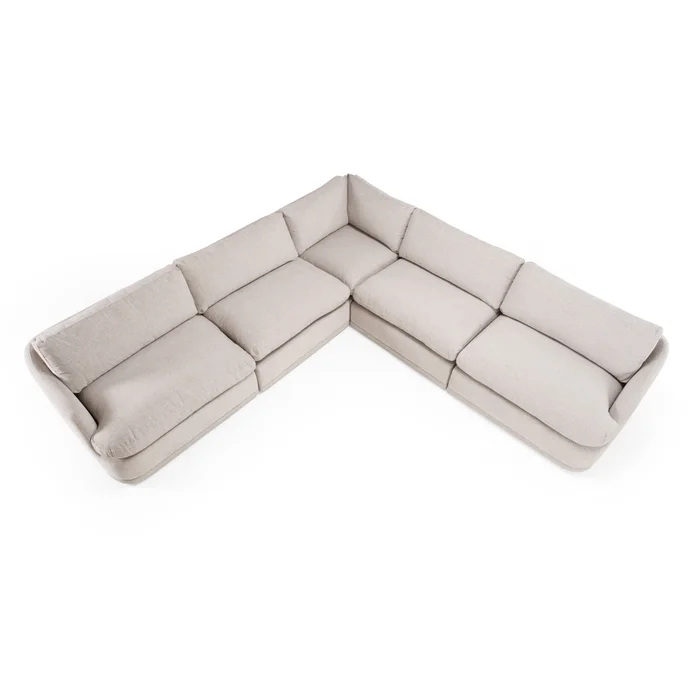 Divani Casa Chantry – Modern Grey Sand Fabric Sectional Sofa