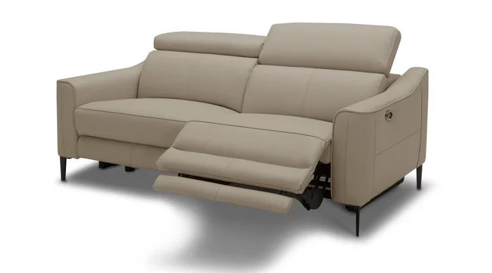 Divani Casa Eden – Modern Taupe Leather Sofa With 2 Recliners