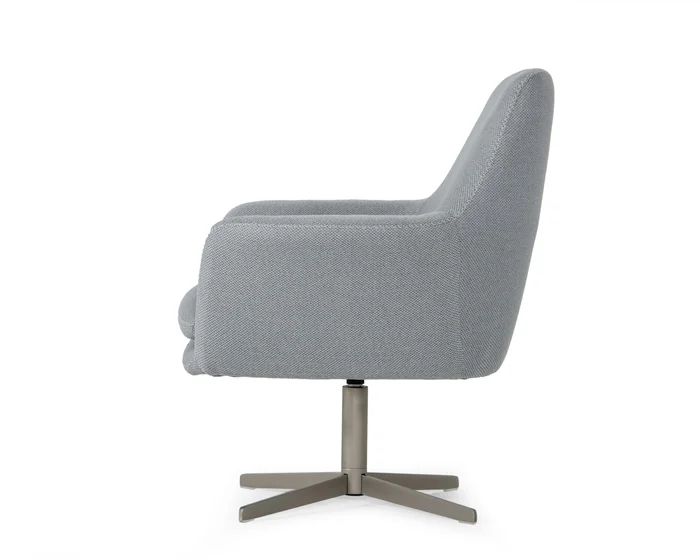 Divani Casa Elvin – Modern Grey Fabric Swivel Lounge Chair