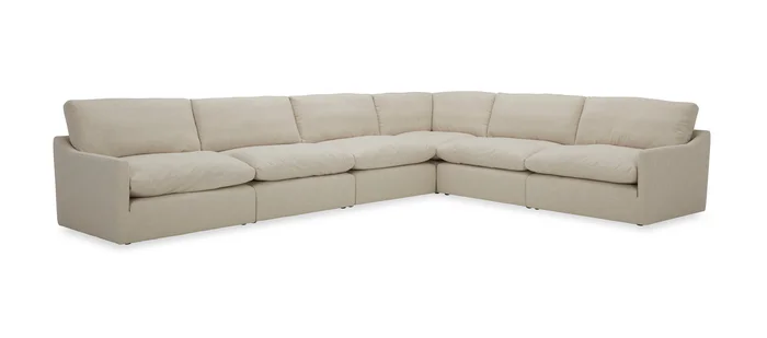 Divani Casa Fedora – Modern White Fabric Sectional Sofa + Ottoman