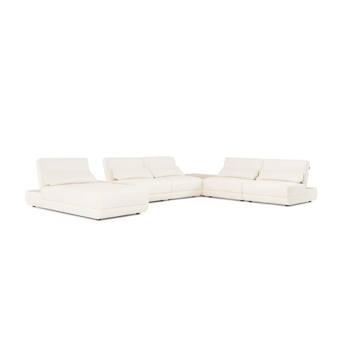 Divani Casa Garfield – Modern Off-White Leather 7-Piece Modular Sectional