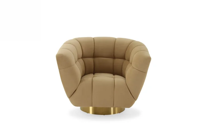 Divani Casa Granby – Glam Mustard and Gold Fabric Chair