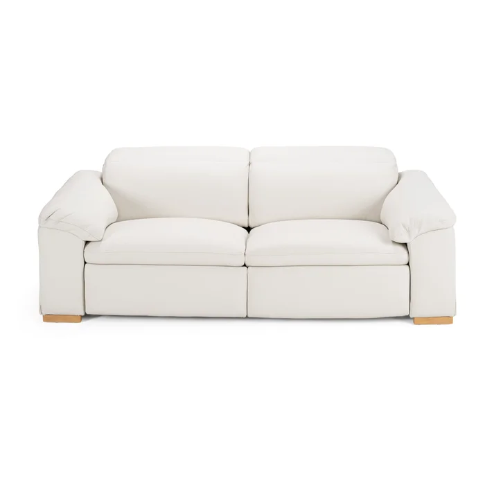 Divani Casa Gregory – Modern Off-White Leather Sofa w/ 2 Recliners