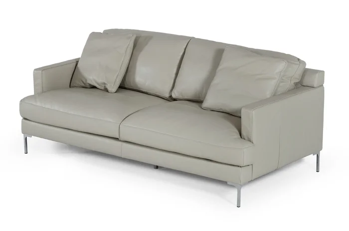 Divani Casa Janina – Modern Light Grey Leather Sofa