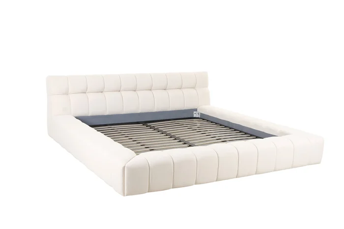 Divani Casa Tyree – Modern Tufted Off-White Fabric Bed-eastern