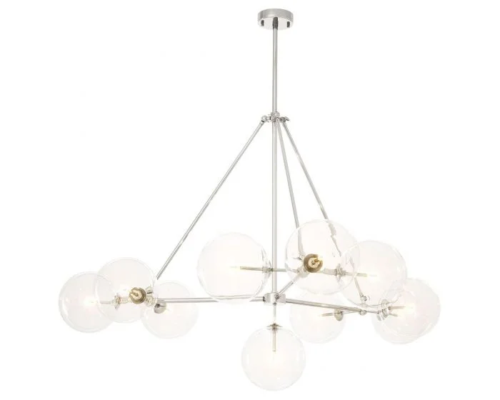 Eichholtz Bermude Nickel Finish Clear Glass G4 Chandelier