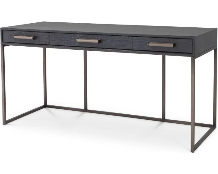 Eichholtz Desk Larsen in Charcoal Grey Oak Veneer
