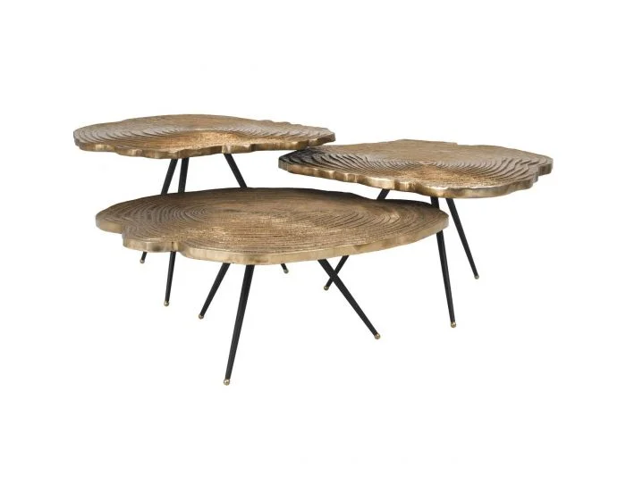Eichholtz Quercus Brass Finish Coffee Table – Set of 3