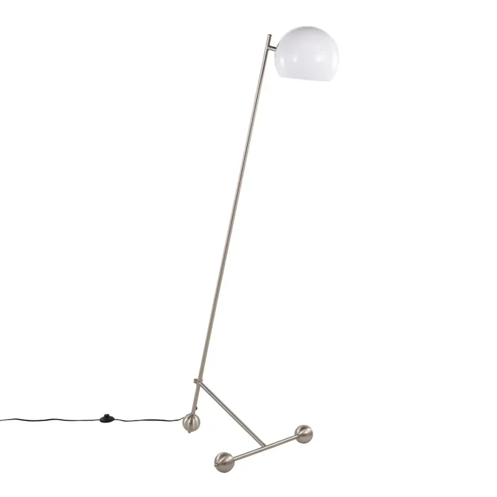Eileen – Contemporary Floor Lamp – Nickel / White