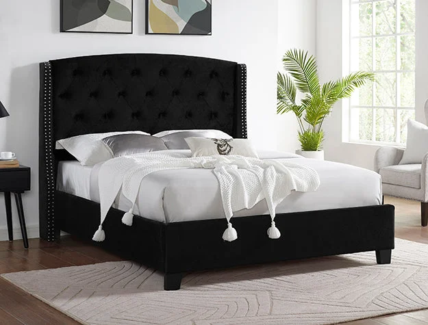 Eva Bed-Black Velvet