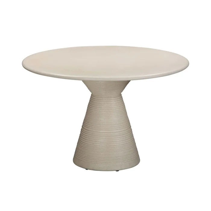 Fern – Textured Faux Plaster Concrete Indoor / Outdoor Round Dining Table – Beige