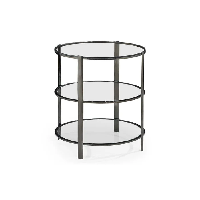 Gatsby Round Black Nickel End Table