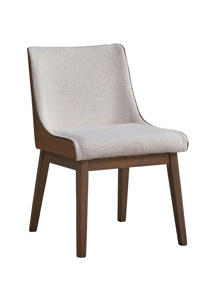 Ginny – Boucle Velvet Side Chair (Set of 2) – Walnut