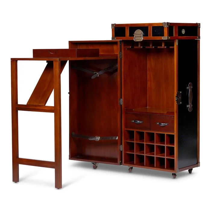 Grand Club Bar Trunk, Black By Authentic Models – Black, Brass