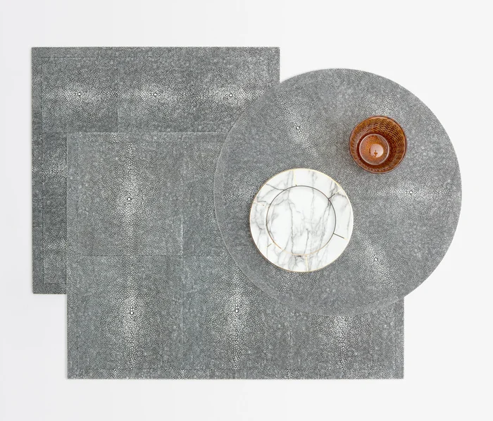 Henry Cool Gray Faux Shagreen Placemats and Coasters