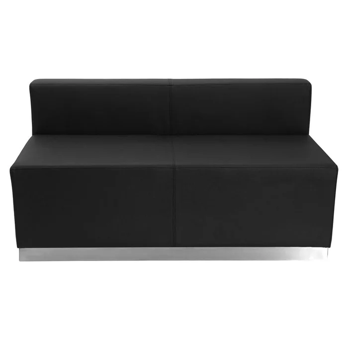 Hercules Alon Series Black Leathersoft Loveseat With Brushed Stainless Steel Base By Flash Furniture – Black