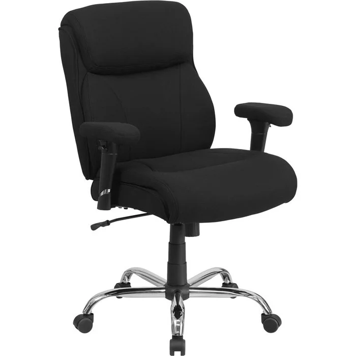 Hercules Series Big & Tall 400 Lb. Rated Black Fabric Ergonomic Task Office Chair With Line Stitching And Adjustable Arms By Flash Furniture – Black Fabric