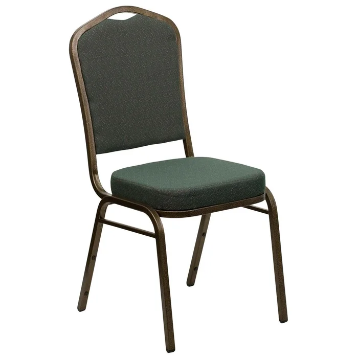 Hercules Series Crown Back Stacking Banquet Chair In Green Patterned Fabric – Gold Vein Frame By Flash Furniture – Green Patterned Fabric , Gold Vein Frame