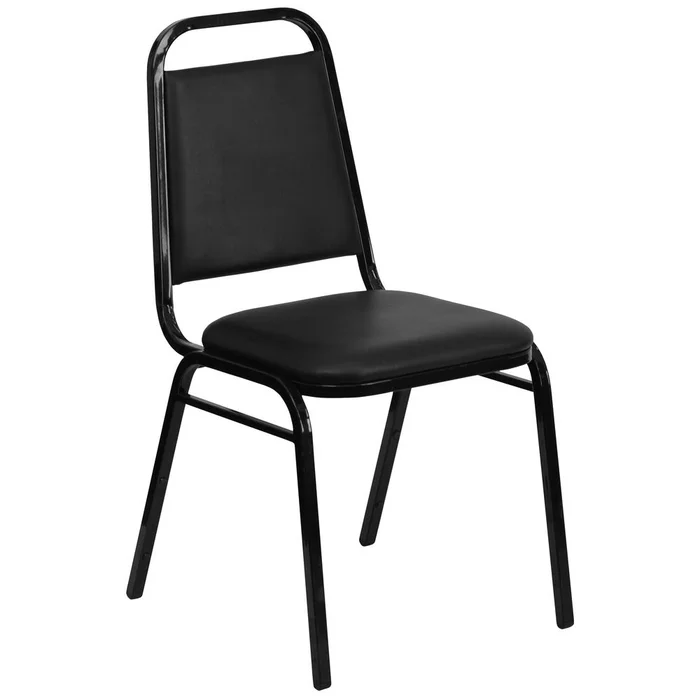 Hercules Series Trapezoidal Back Stacking Banquet Chair In Black Vinyl – Black Frame By Flash Furniture – Black Vinyl , Black Frame