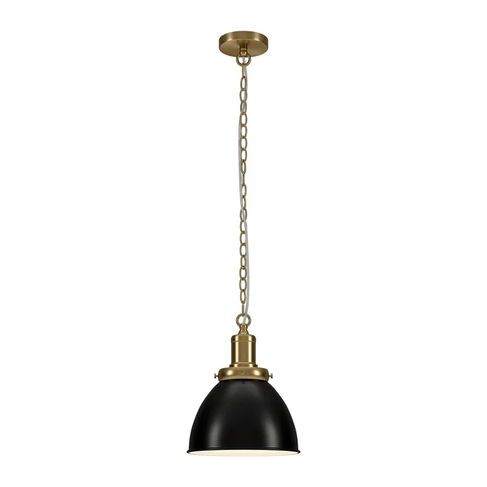Hudson & Canal – Elodie 12in Wide Pendant with Metal Shade in Blackened Bronze/Brass/Blackened Bronze – PD2111