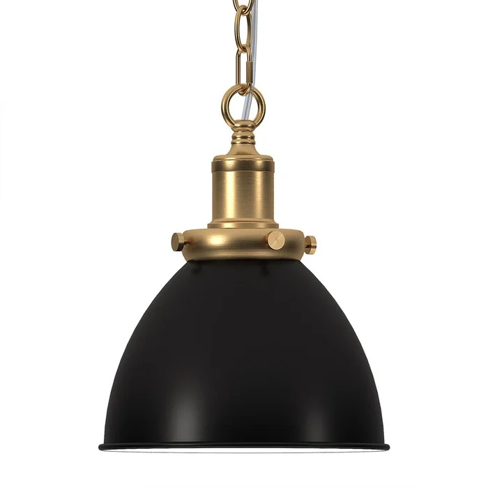 Hudson & Canal – Elodie 8in Wide Pendant with Metal Shade in Blackened Bronze/Brass/Blackened Bronze – PD2108